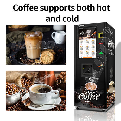 Haloo 32 inch touch screen solid instant coffee vending machine with built-in water pump and semiconductor refrigeration