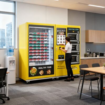 32인치 터치 스크린 대용량 반 자동 점심 상자 기계 3 마이크로 웨이브 오븐, 전체 기계에 대한 사용자 정의 스티커