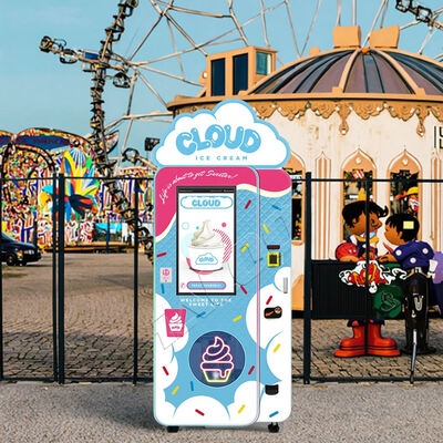 상단 라이트 박스와 웜 기어 감속기, 브라질산 엠브라코 1.5P 컴프레서가 장착된 할로 아이스크림 자판기