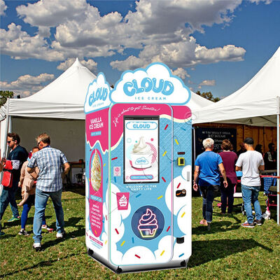 상단 라이트 박스와 웜 기어 감속기, 브라질산 엠브라코 1.5P 컴프레서가 장착된 할로 아이스크림 자판기